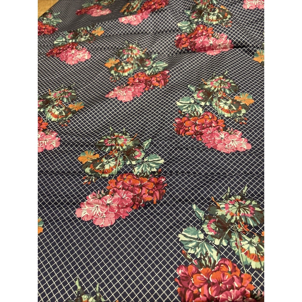 FreeSpirit Sweet Geraniums II Navy Blue Floral 100% Cotton Quilt Fabric By Yard
